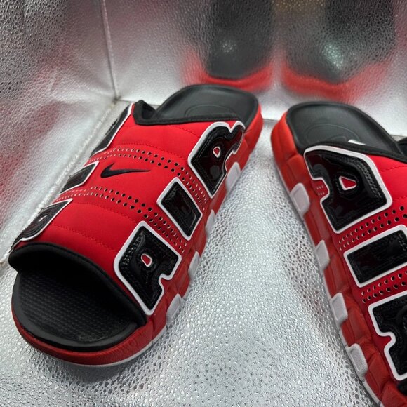 Size 15 Nike‎ Air More Uptempo University Red Black Slip On Slide FJ6035-600 main image 12